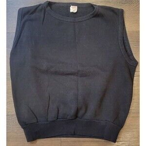 80s Vintage Sportswear Brand Mens Medium Black Sleeveless Sweatshirt Made In USA